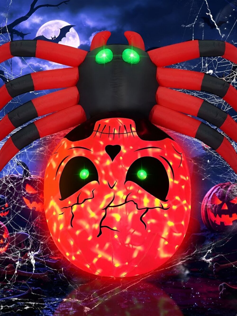Spider Inflatable Halloween 8FT Giant Spider with Disco Flashing LED Lights